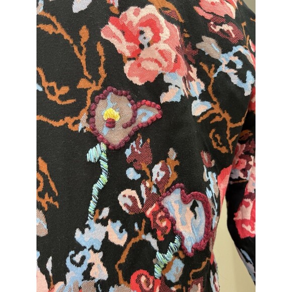 INC Concepts Sz L Floral Embroidered Fringe Open Front Robe Cardigan Boho - Picture 3 of 8